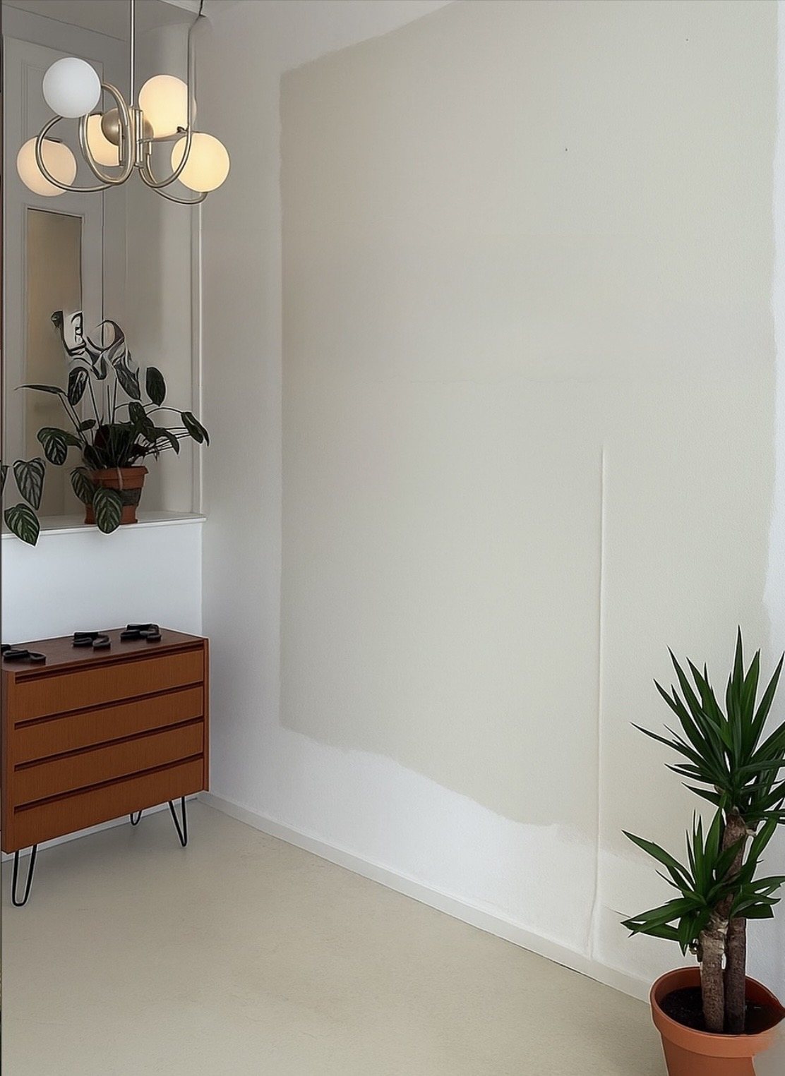 Groot testvlak verf op een muur